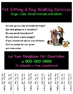 pet sitting flyers