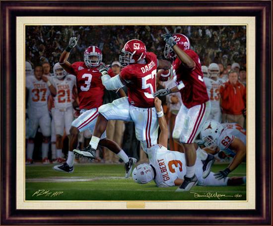 Alabama football 2009 Championship "The Pick Six" print signed by Daniel Moore 