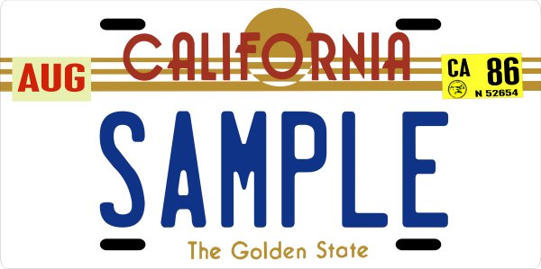 Ca personal shop license plate
